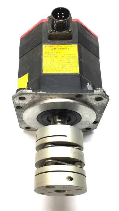 Fanuc M8/4000HVi AC Servo Motor w/Coupling A06B-0236-B200 (A860-2000-T301) USED