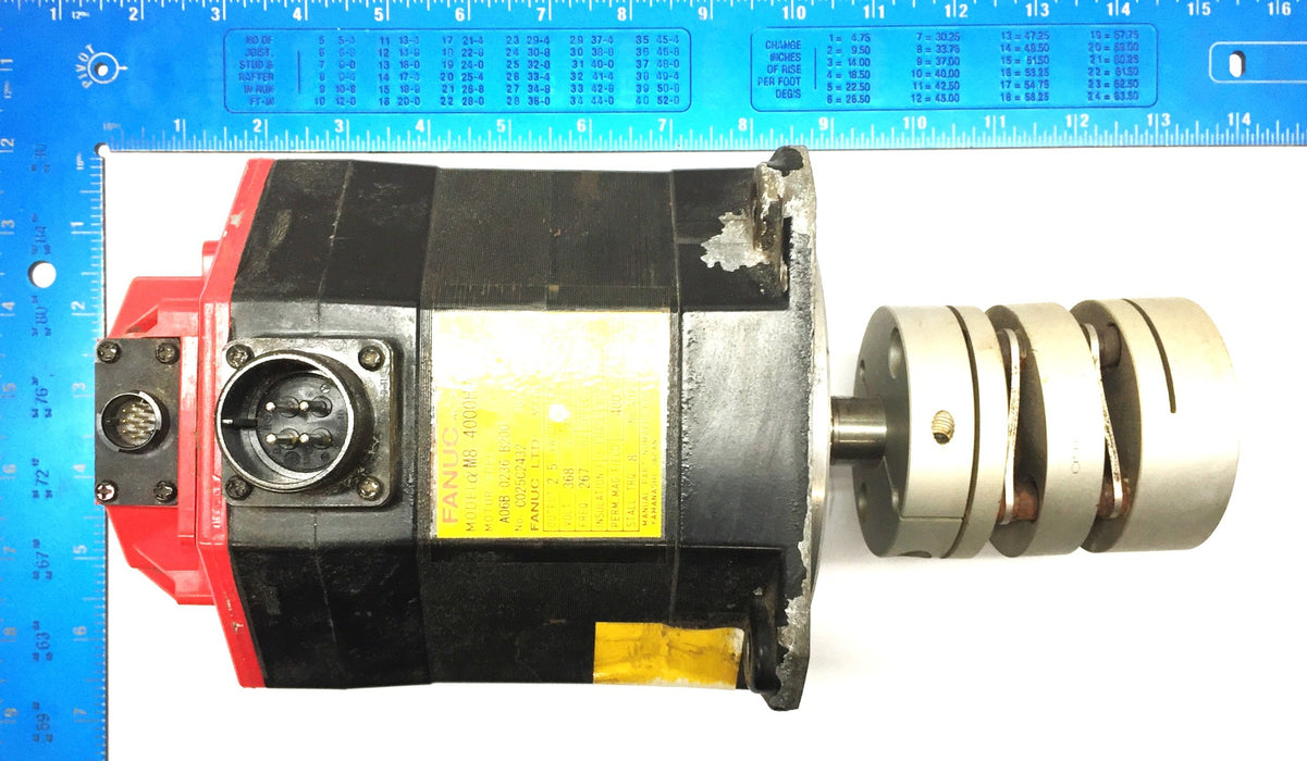 Fanuc M8/4000HVi AC Servo Motor w/Coupling A06B-0236-B200 (A860-2000-T301) USED