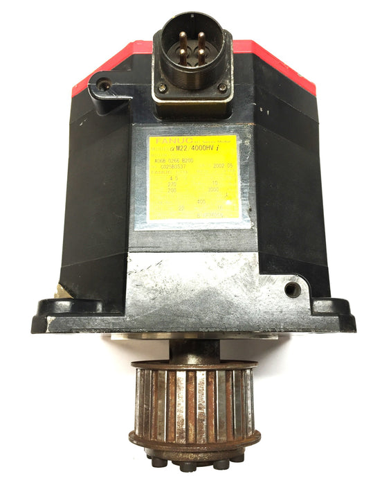 Fanuc M22/4000HVi AC Servo Motor w/Pulley A06B-0266-B200 (A860-2000-T301) USED