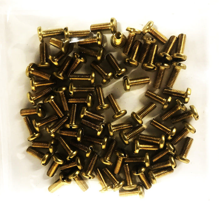 Unbranded 10-32 X 1/2 inch Brass Pan Head Slotted Screw [Lot of 74] NOS