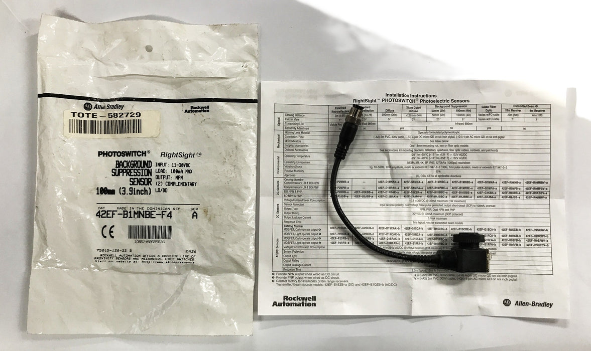 Allen-Bradley Background Suppression Sensor 42EF-B1MNBE-F4 NOS