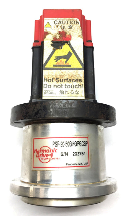 Fanuc MO.5/4000 AC Servo Motor A06B-0115-B075 w/Harmonic Drive PSF-20-50GHGPGCSP