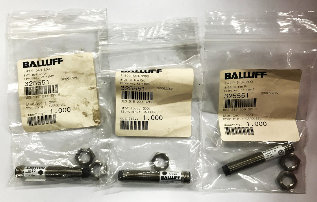 Balluff Inductive Proximity Sensor BES-515-209-S21-E [Lot of 3] NOS