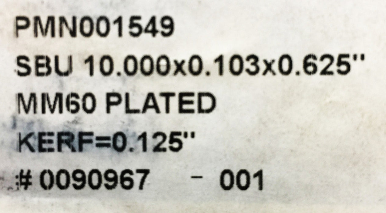 Continental Diamond Tool 10" Electroplated Diamond Cutting Blade PMN001549 NOS