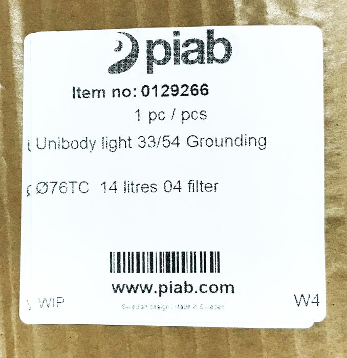 Piab Unibody light 33/54 Grounding 76TC 14 Liter Filter 0129266 NOS