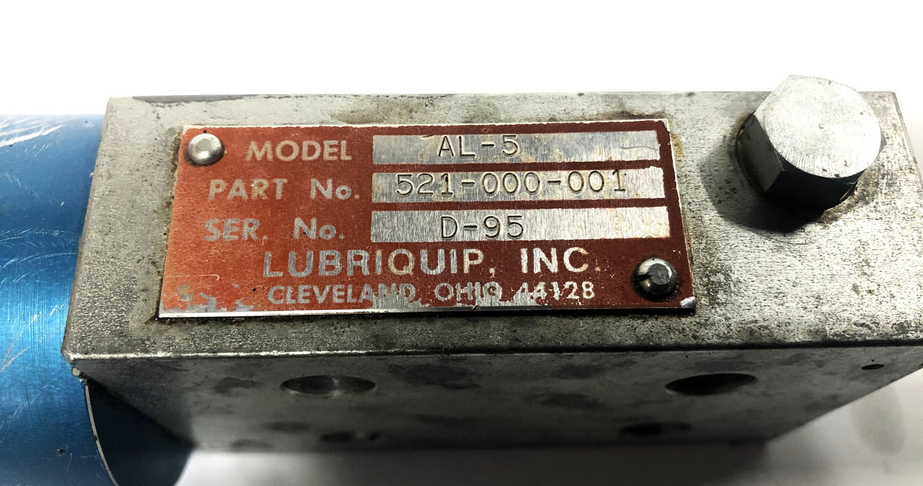 Lubriquip Series D-95 AL-5 Pneumatic Pump 521-000-001 USED
