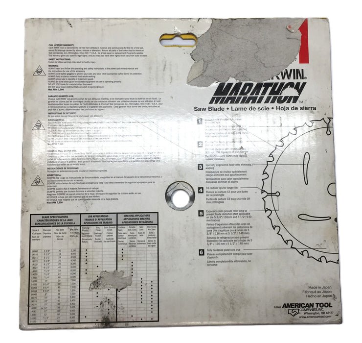 Irwin Marathon 8-1/4" (210mm) 30T Saw Blade 14051 NOS