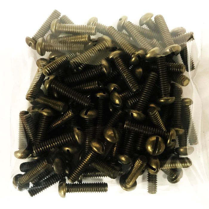 Unbranded 1/4-20 x 1 inch Brass Round Head Slotted Screw [Lot of 86] NOS