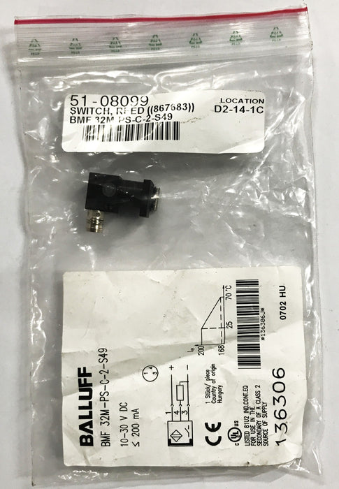 Balluff Magetic Sensor BMF-32M-PS-C-2-S49 NOS