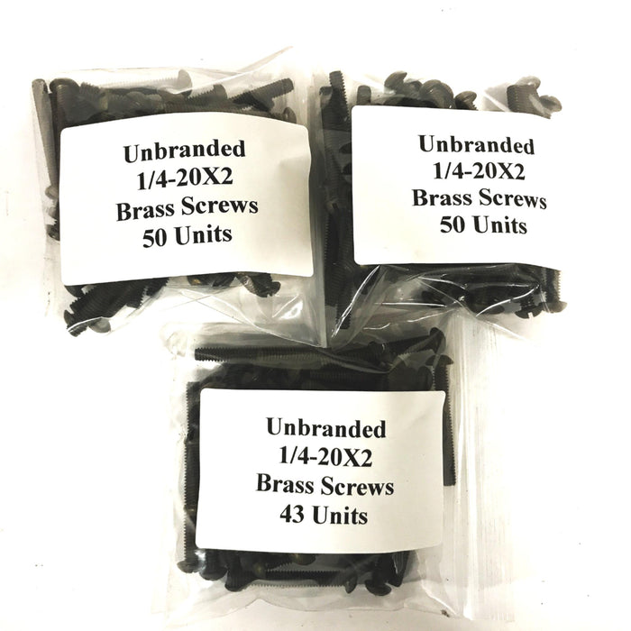 Unbranded 1/4-20 x 2 inch Brass Round Head Slotted Screw [Lot of 143] NOS