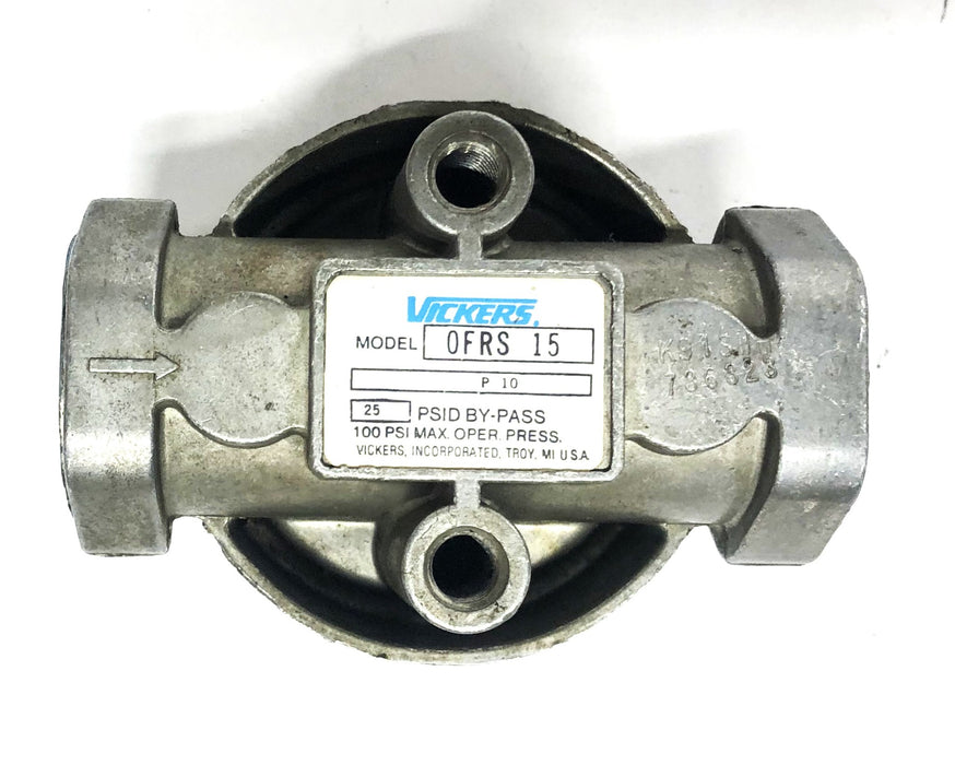 Vickers 25PSID By-Pass 100PSI MAX Regulator Filter Element OFRS15P10 NOS