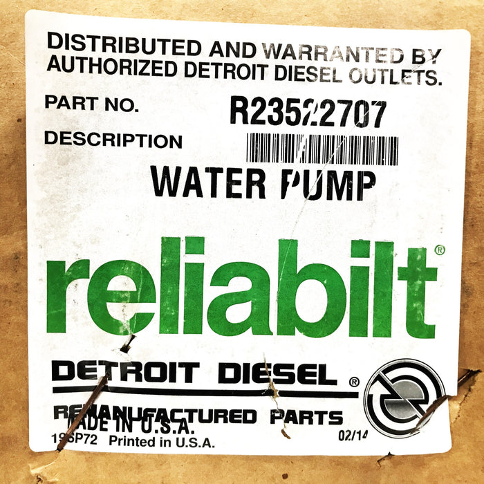 Reliabilt Detroit Diesel Water Pump 23522707 (23517027) REMANUFACTURED