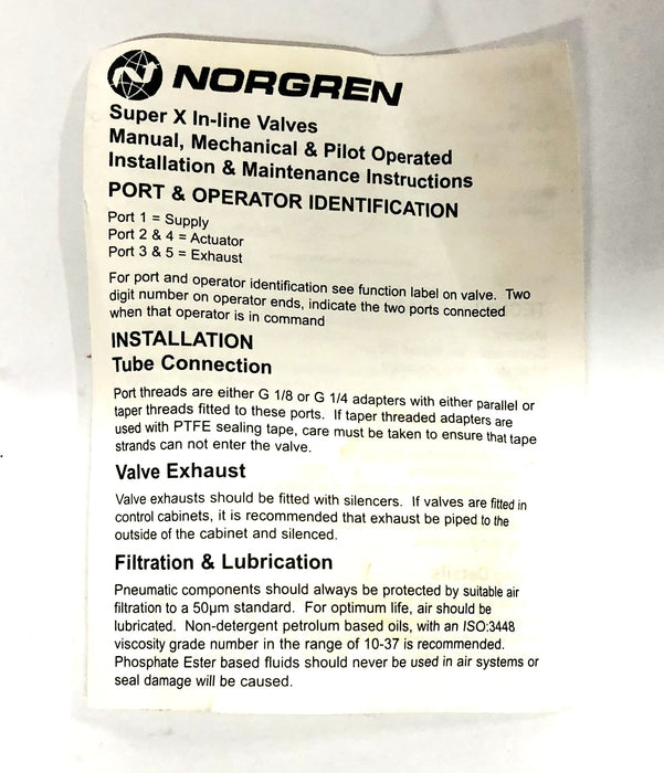 Norgren 2-10Bar 70C 1/8  Inch Roller Lever/Spring X3045122 NOS