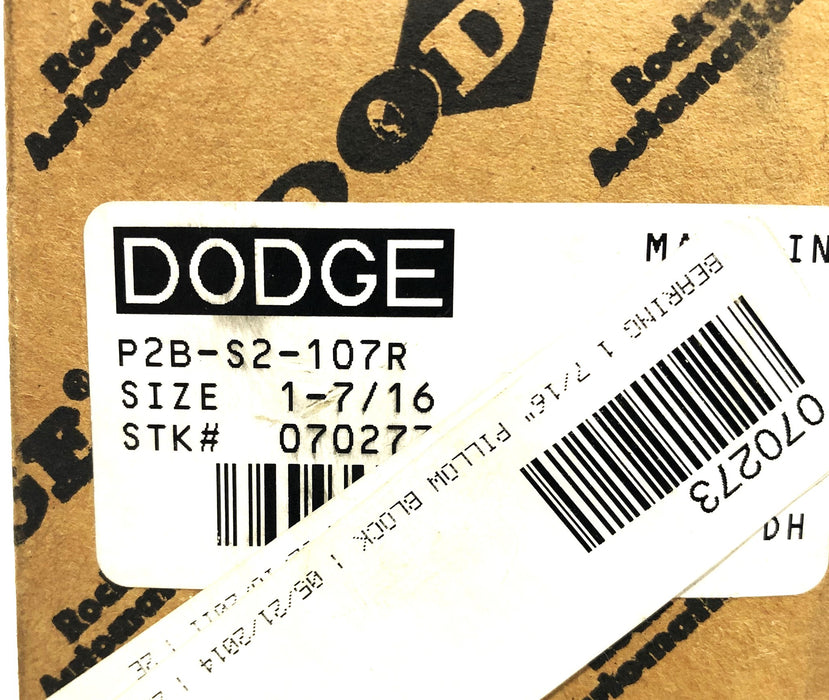Dodge 1-7/16 P2B-S2-107R Pillow Block Bearing 070273 NOS