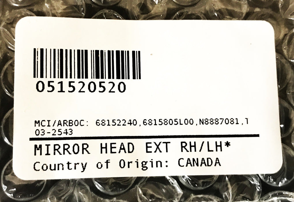 Lucerix 8 inch x 15 inch Side View Mirror Assembly 68152240 NOS