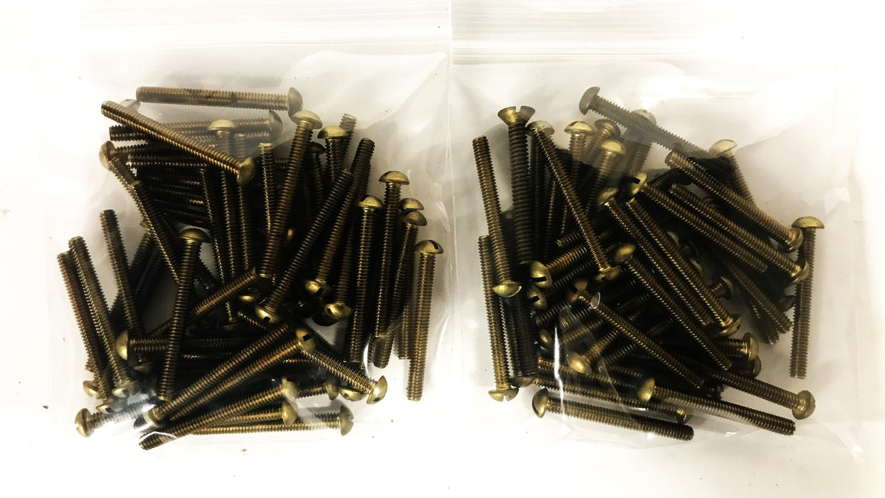 Unbranded 5/32-8 x 1-1/2 inch Brass Round Head Slotted Screw [Lot of 94] NOS