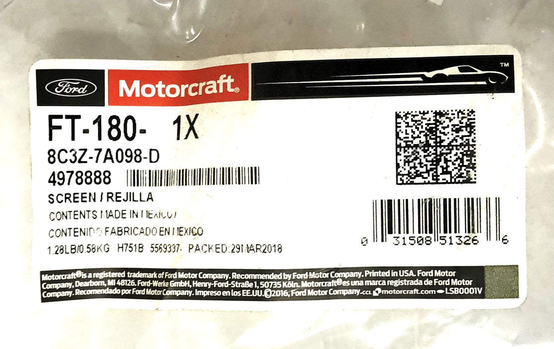 Ford Motorcraft Transmission Filter FT-180-1X (8C3Z-7A098-D, 9C3P-7G186-AA) NOS