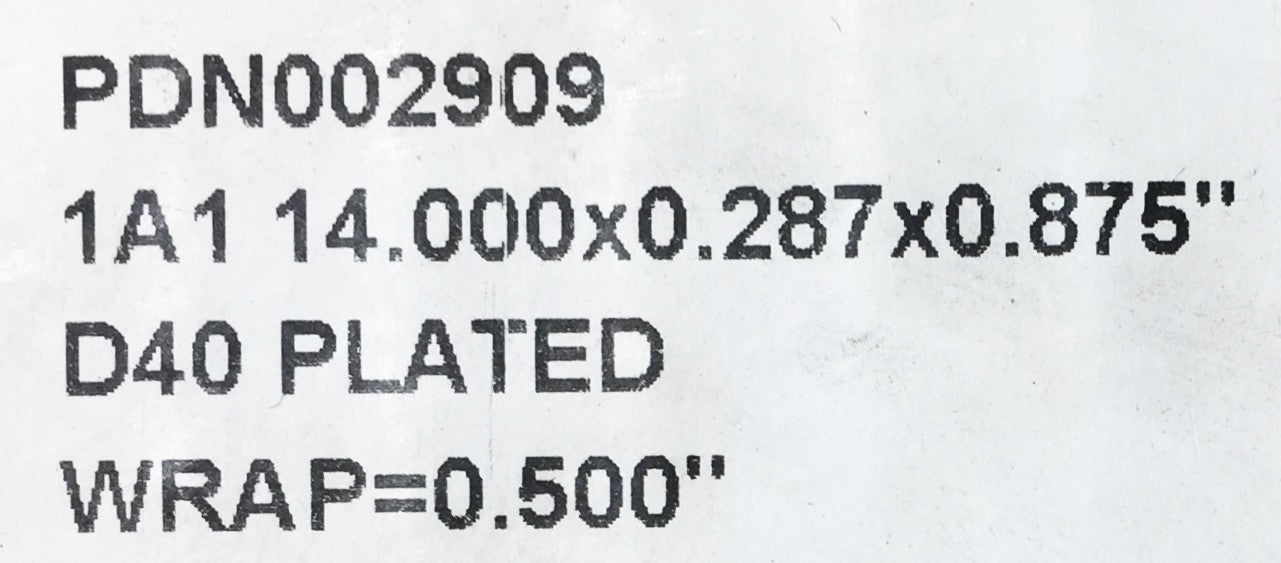 CDT 14"x 0.287"x 0.875" Square D40 Plated Wrap-0.05 Grinding Wheel PDN002909 NOS