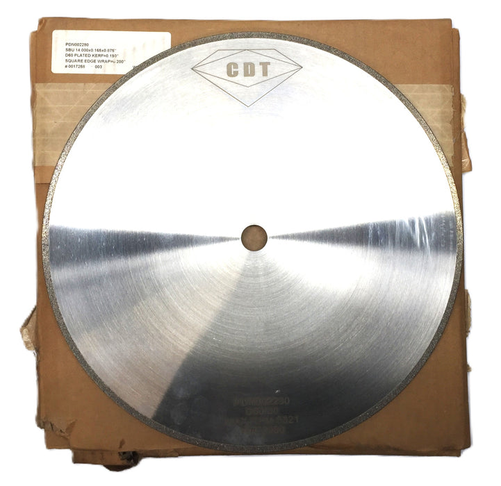CDT 14"x 0.165"x 0.875" Square D60 Plated Grinding Wheel PDN002280 NOS