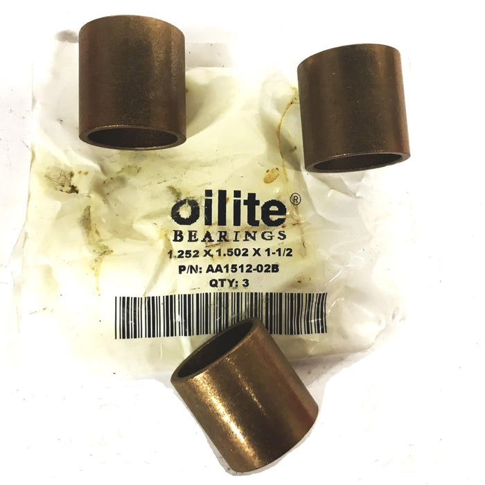 Oilite 1-1/4 inch (Powdered Metal) Sleeve Bushing AA1512-02B [Lot of 3] NOS