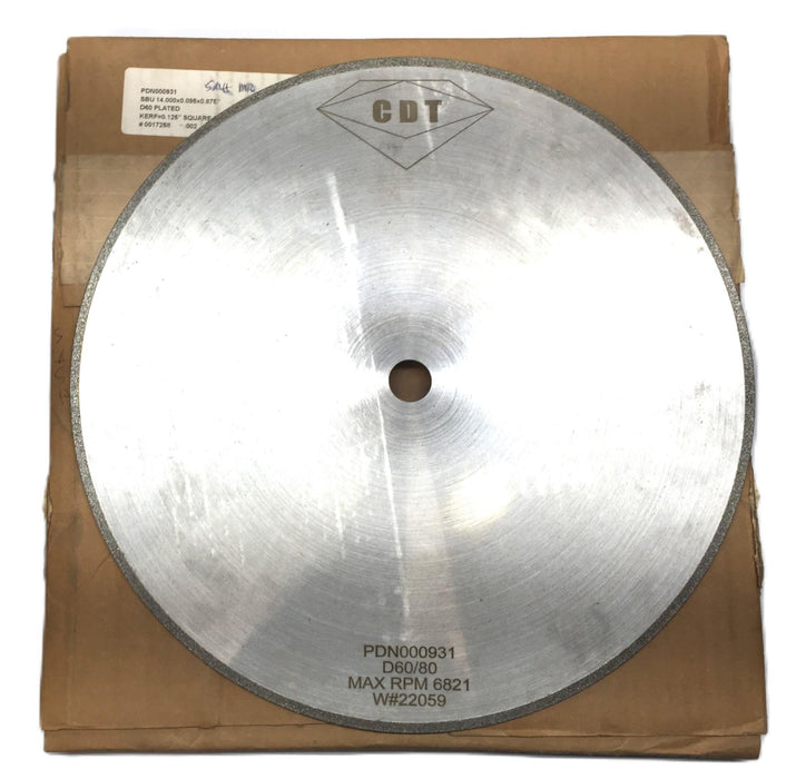 CDT 14"x 0.095"x 0.875" Square D60 Plated Grinding Wheel PDN000931 NOS