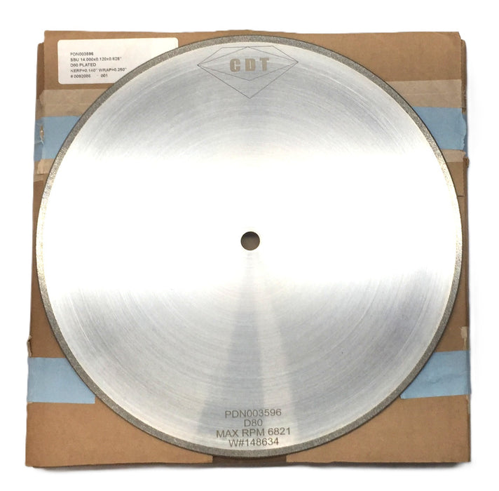 CDT 14" x 0.120" x 0.625" Square D80 Plated Grinding/Cutting Wheel PDN003596 NOS
