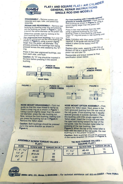 Bimba Air Cylinder Repair Kit K-B-FS-31 NOS