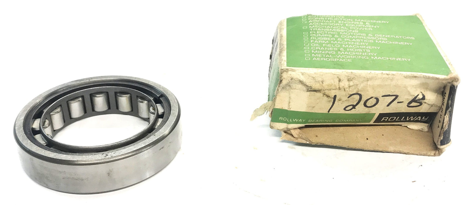 Rollway Cylindrical Roller Bearing Made In The USA 1207 B NOS