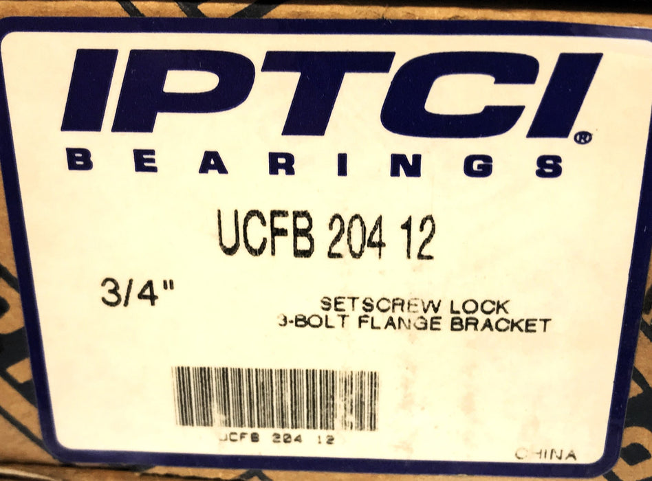 IPTCI 3/4" Bore Flanged Mounted Bearing UCFB204-12 [Lot of 3] NOS