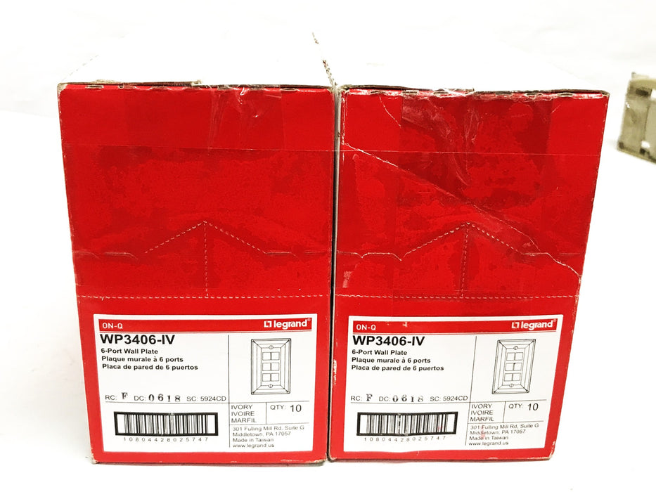 Legrand 1-Gang 6-Port Wall Plate Ivory WP3406-IV [Lot of 20] NOS