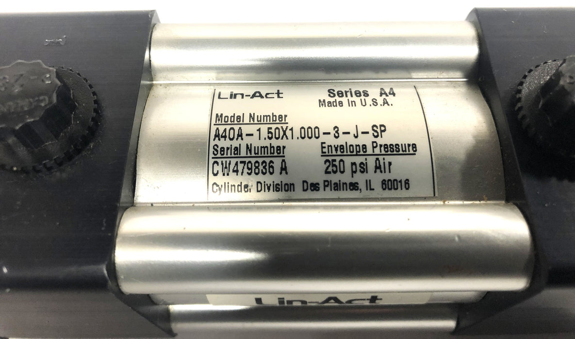 Lin-Act Series A4 250 PSI Air Cylinder A40A-1.50X1.000-3-J-SP (CW479836-A) NOS