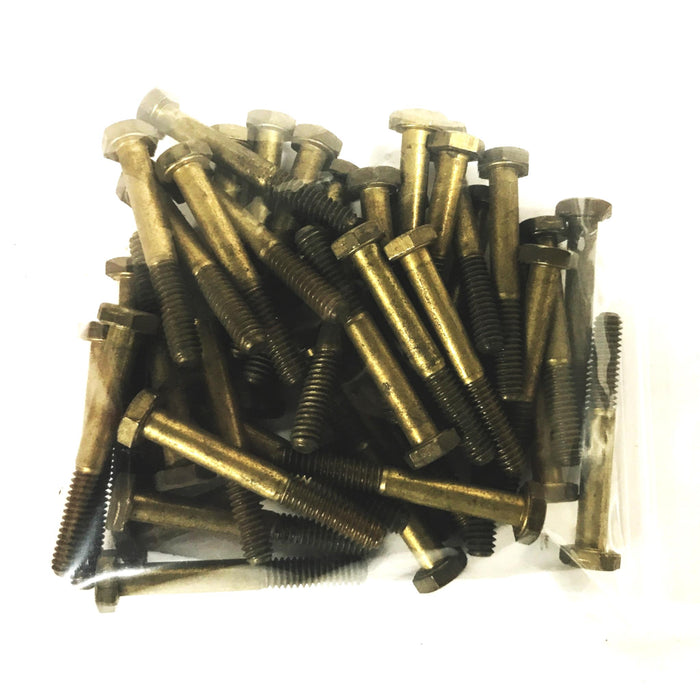 Unbranded 1/4-20 x 2 inch Brass Hex Head Machine Screw [Lot of 41] NOS
