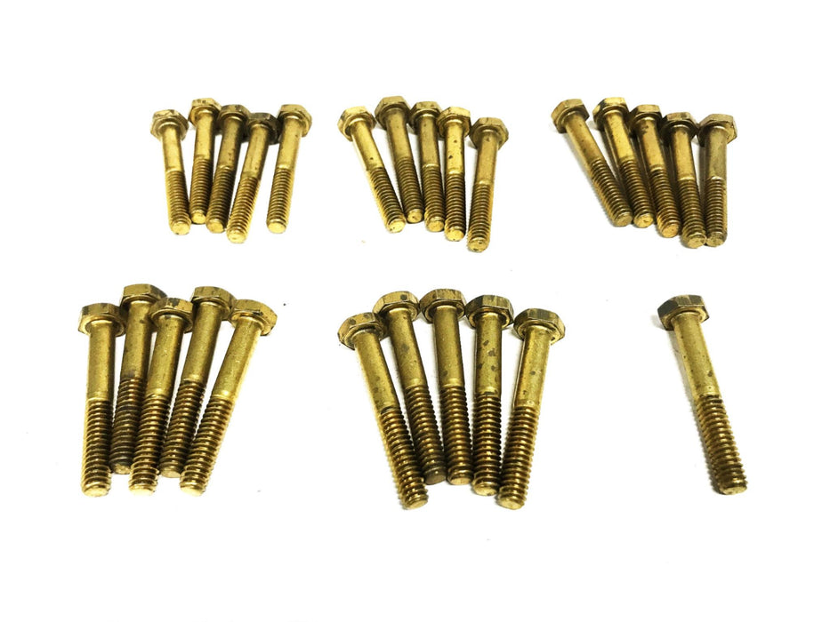 Unbranded 1/4-20 x 1-3/4 inch Brass Hex Head Machine Screw [Lot of 26] NOS