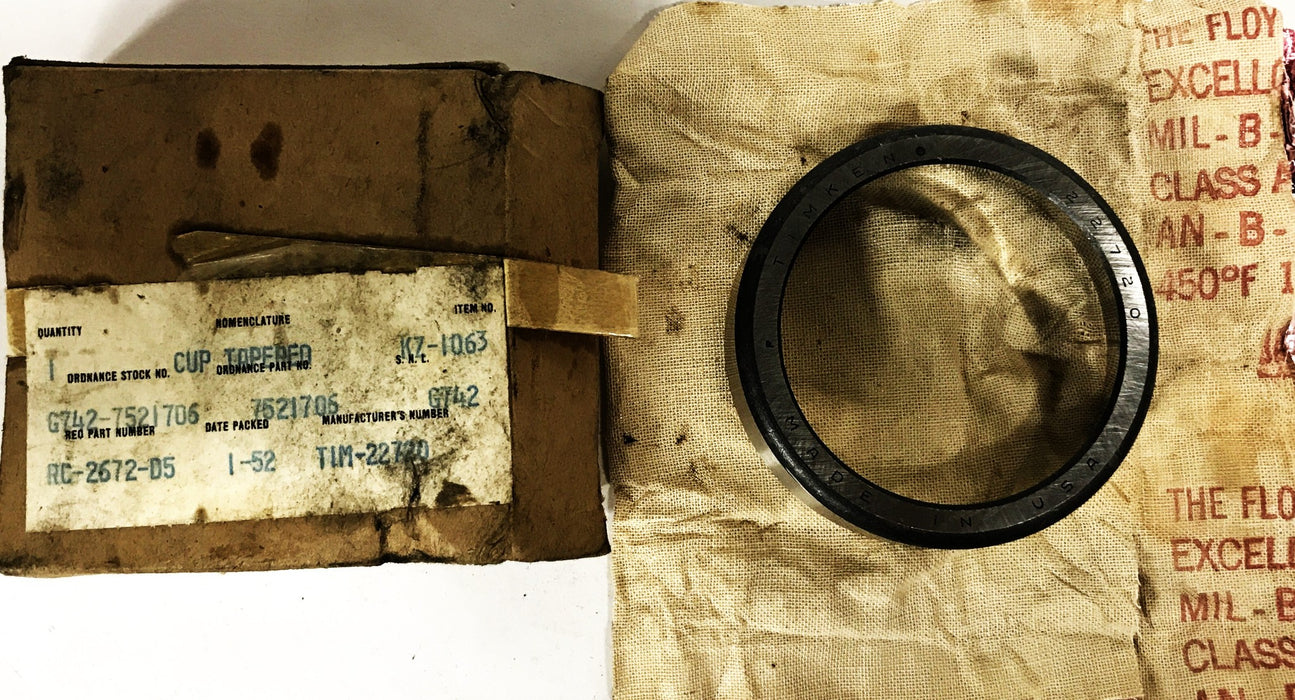 Timken Tapered Roller Bearing Cup 22720 NOS