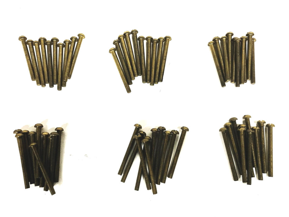 Unbranded 3/16-20 x 2 inch Brass Round Head Machine Screw [Lot of 59] NOS