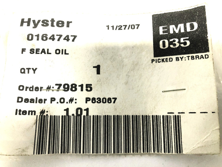 Hyster Forklift Oil Seal 0164747 NOS