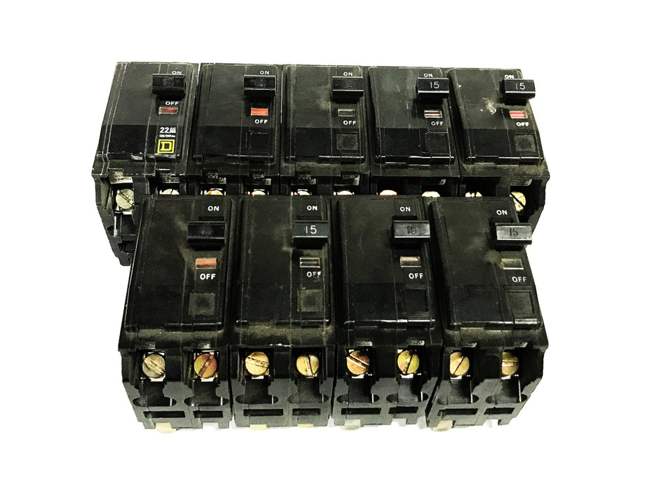 Square D 15 Amp 2-Pole Breaker QO215 [Lot of 9] USED
