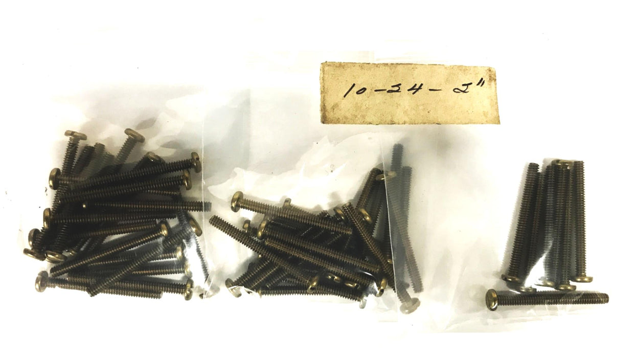 Unbranded 10-24 X 2 inch Brass Pan Head Slotted Machine Screw [Lot of 47] NOS