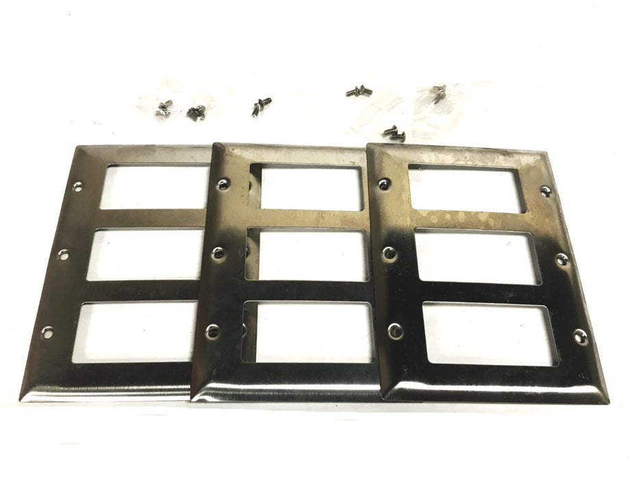 Pass & Seymour 3-Rectangle Stainless Steel Wallplate SS263 [Lot of 3] NOS