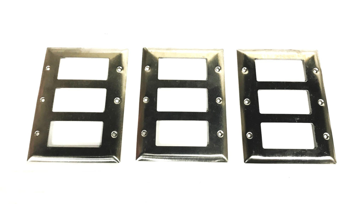Pass & Seymour 3-Rectangle Stainless Steel Wallplate SS263 [Lot of 3] NOS