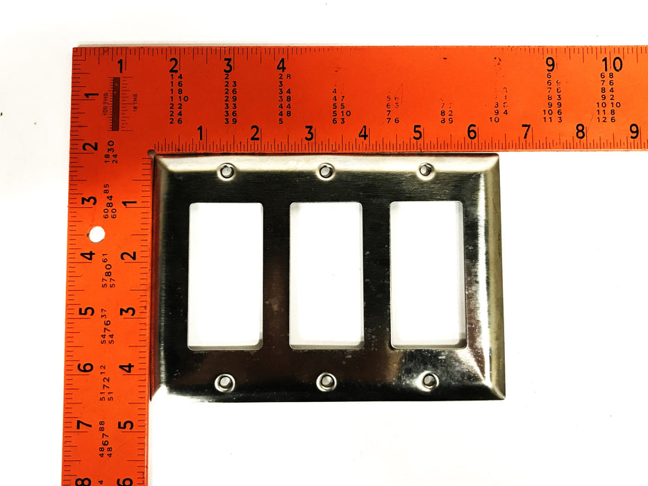 Pass & Seymour 3-Rectangle Stainless Steel Wallplate SS263 [Lot of 3] NOS