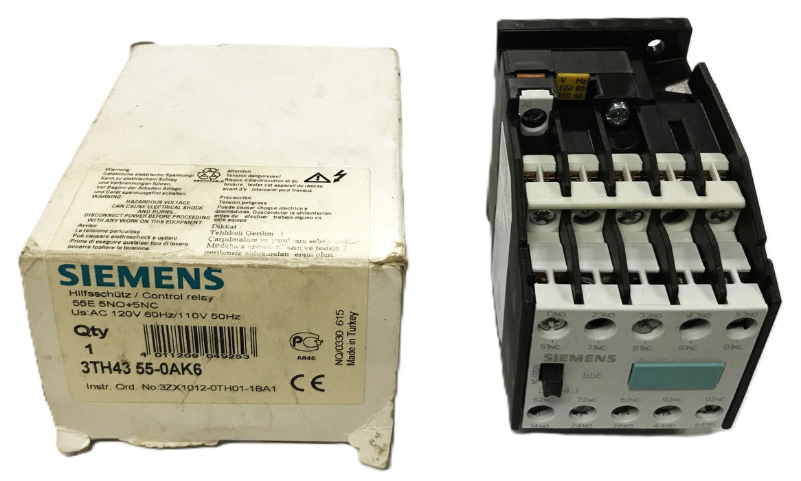 Siemens Contactor 55E Control Relay 3TH4355-OAK6 NOS