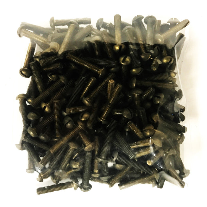 Unbranded 10-32 x 1 inch Brass Round Head Slotted Screw [Lot of 160] NOS