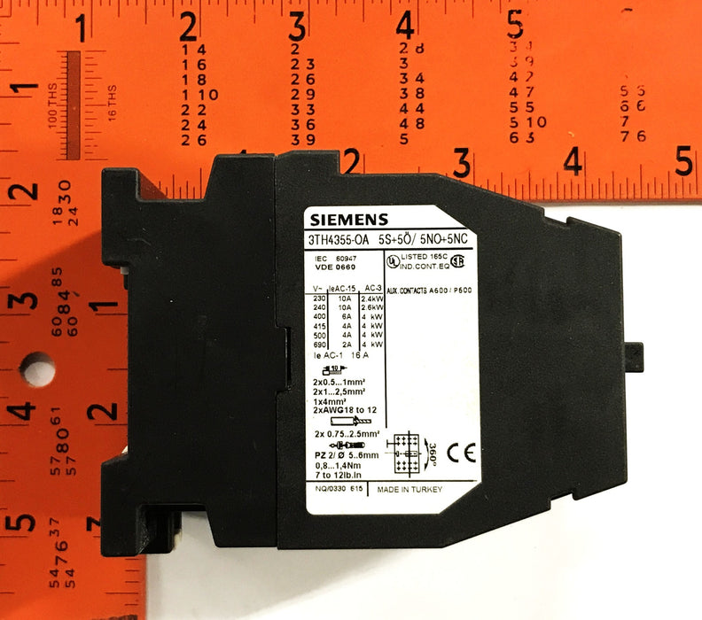 Siemens Contactor 55E Control Relay 3TH4355-OAK6 NOS