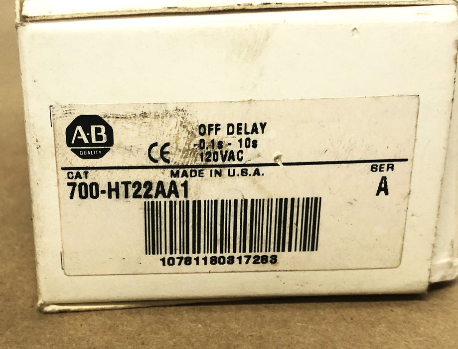 Allen-Bradley Series A -0.1s-10s 120VAC Off Delay 700-HT22AA1 NOS