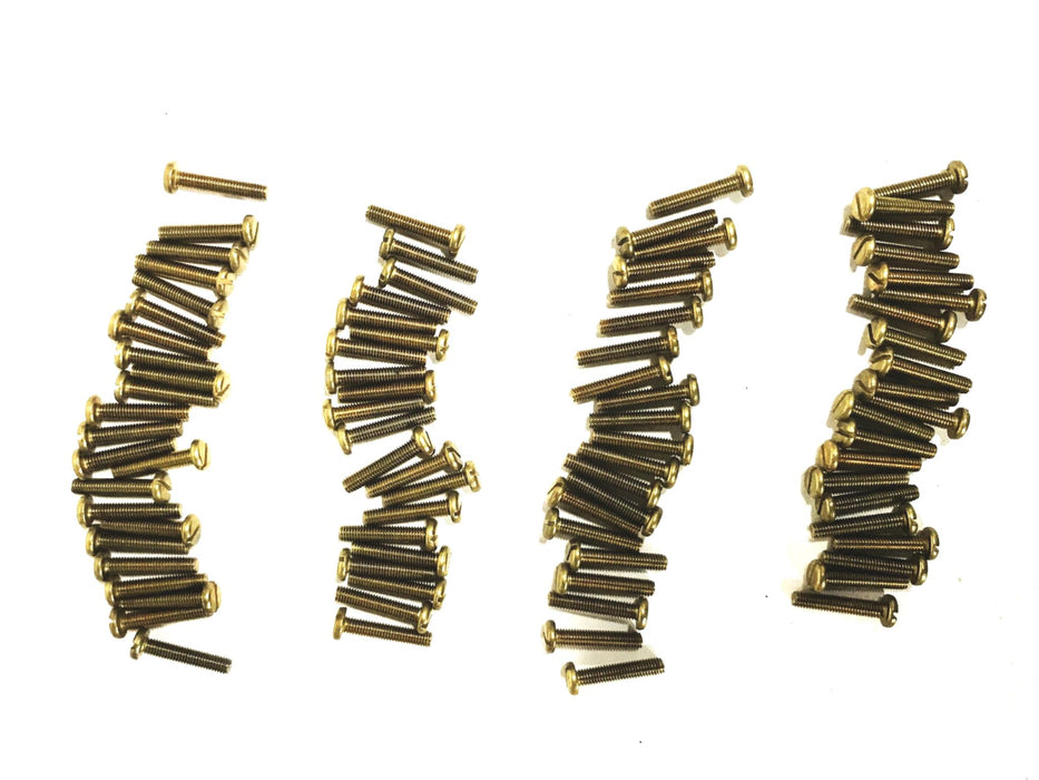 Unbranded 10-32 x 1 inch Brass Pan Head Slotted Screw [Lot of 88] NOS