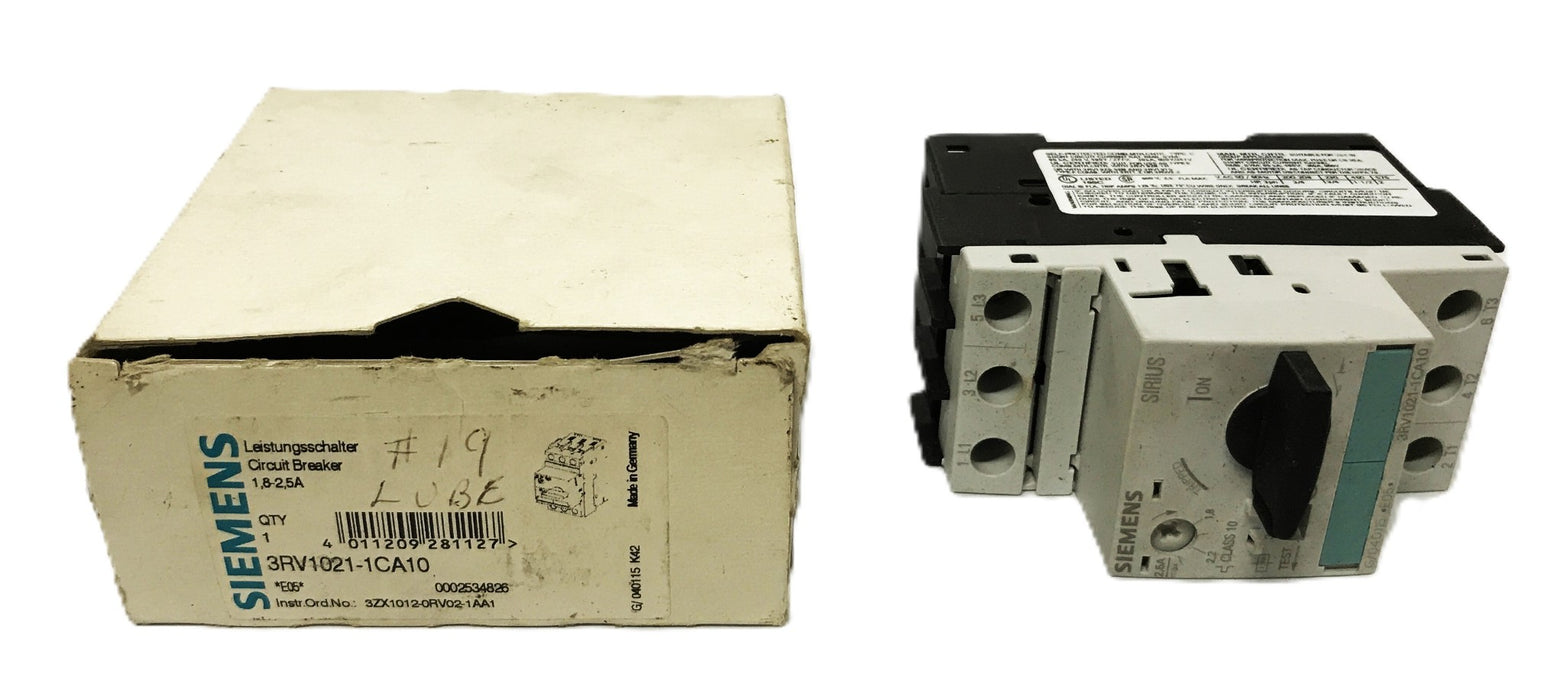 Siemens Motor Starter Circuit Breaker 3RV1021-1CA10 NOS