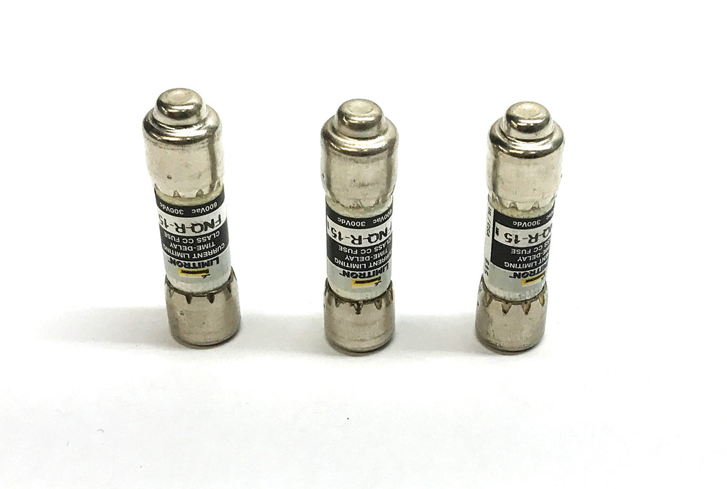 Cooper Bussmann Class CC Current Limiting Time Delay Fuse FNQ-R-15 [Lot of 3]NOS