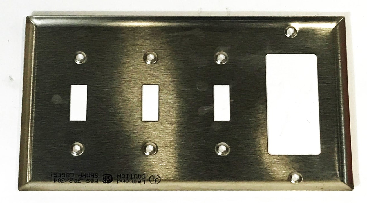 Pass & Seymour Stainless Steel 3 Toggle/1 Rocker Wall Plate SS326 [Lot of 3] NOS