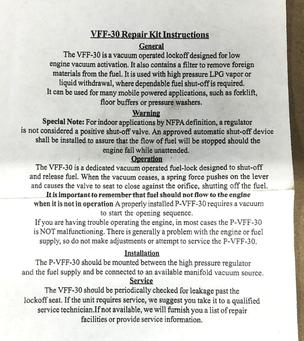 Unbranded Repair Kit VFF-30 NOS